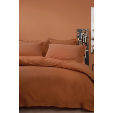 КПБ TEK KISILIK PLAIN RANFORCE YIKAMALI NEVRESIM TAKIMI - KIREMIT