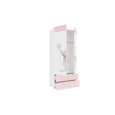 Алиса Шкаф комбинированный 2 ств с ящиками (Розовая/Белый)