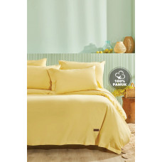 КПБ TEK KISILIK PLAIN RANFORCE YIKAMALI NEVRESIM TAKIMI - SARI